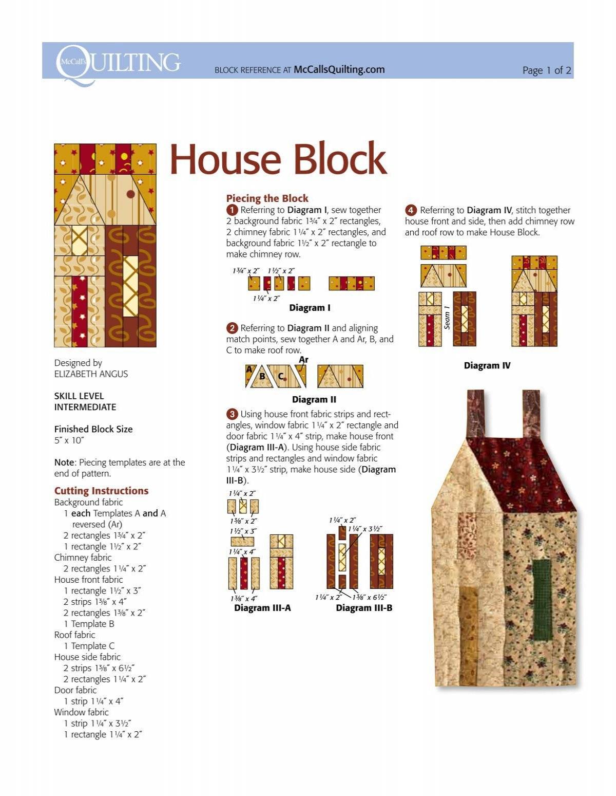 22 Free House Quilt Block Patterns Image