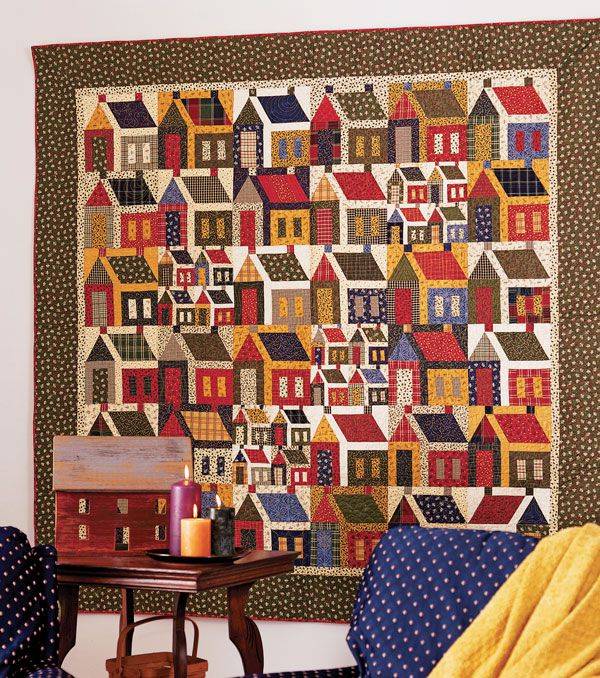 34 Paper Pieced House Quilt Blocks Image