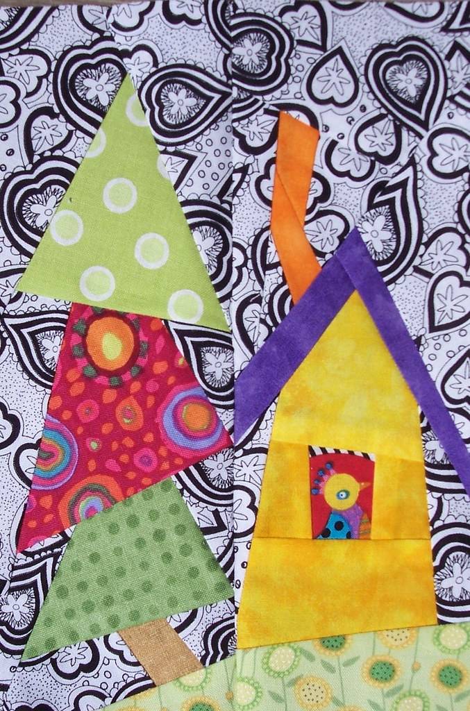 34 Paper Pieced House Quilt Blocks Image