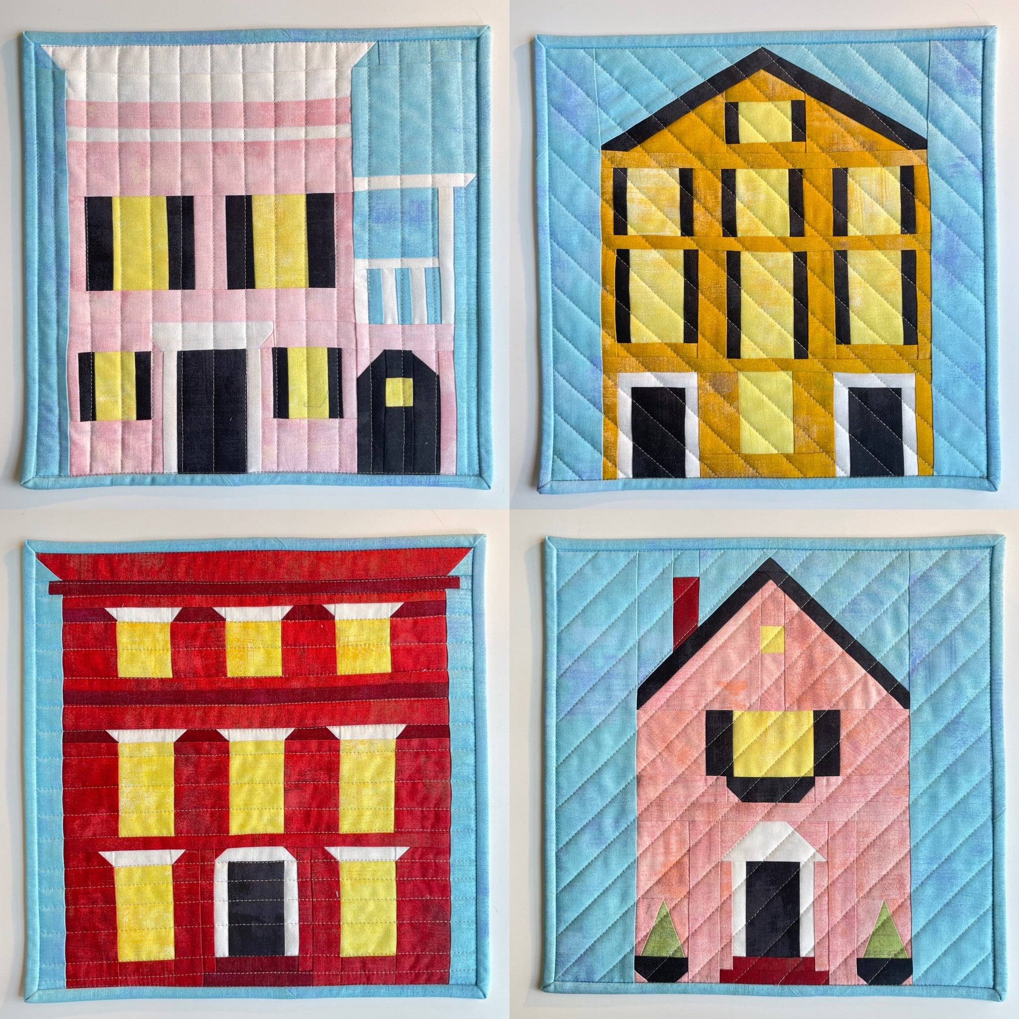 34 Paper Pieced House Quilt Blocks Image
