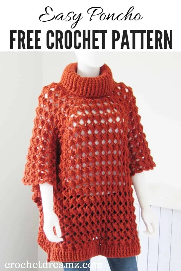 30 Turtle Neck Poncho Knitting Patterns Image