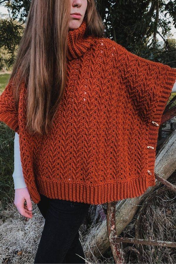30 Turtle Neck Poncho Knitting Patterns Image