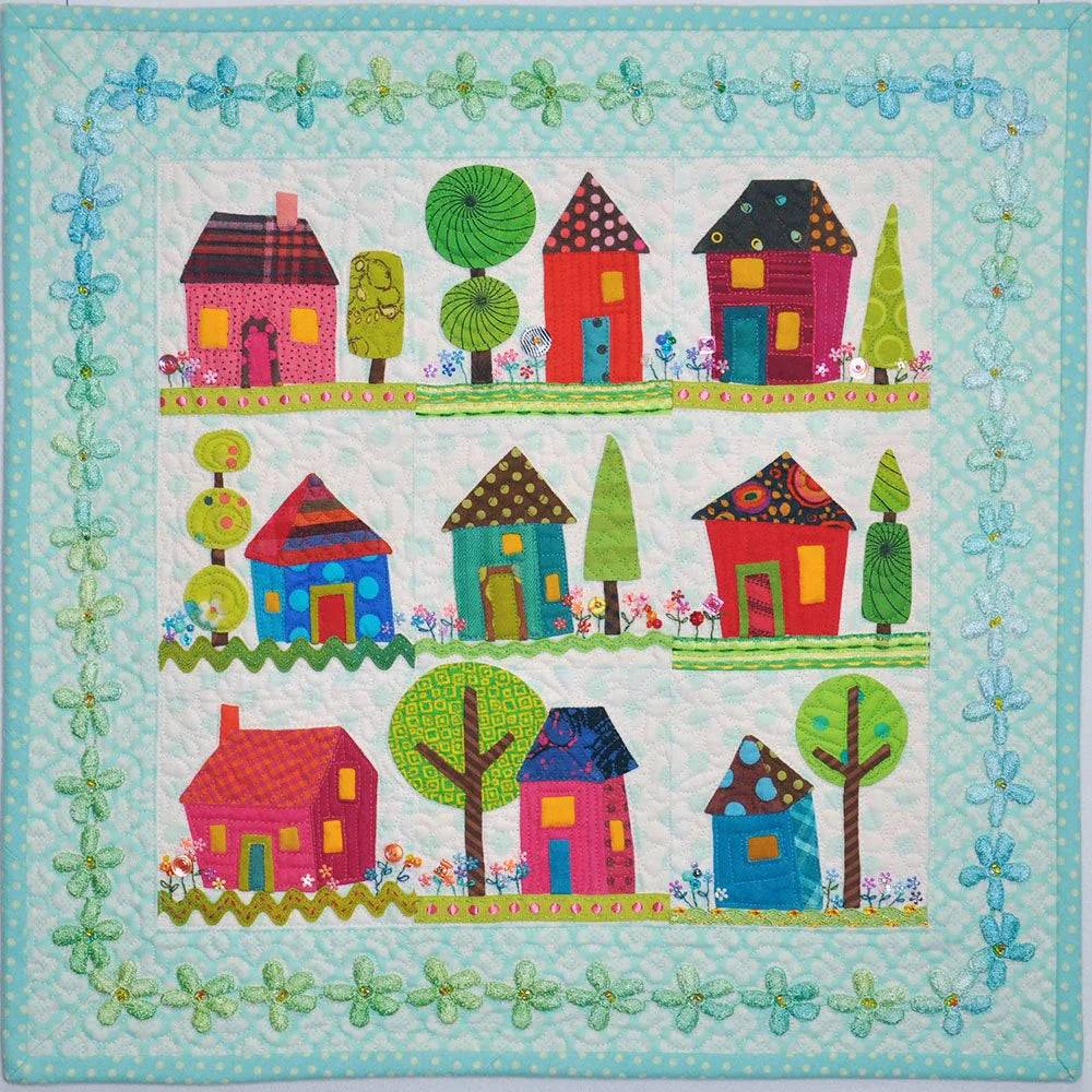 34 Paper Pieced House Quilt Blocks Image