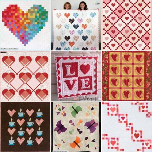 34 Heart Quilt Blocks Patterns Image