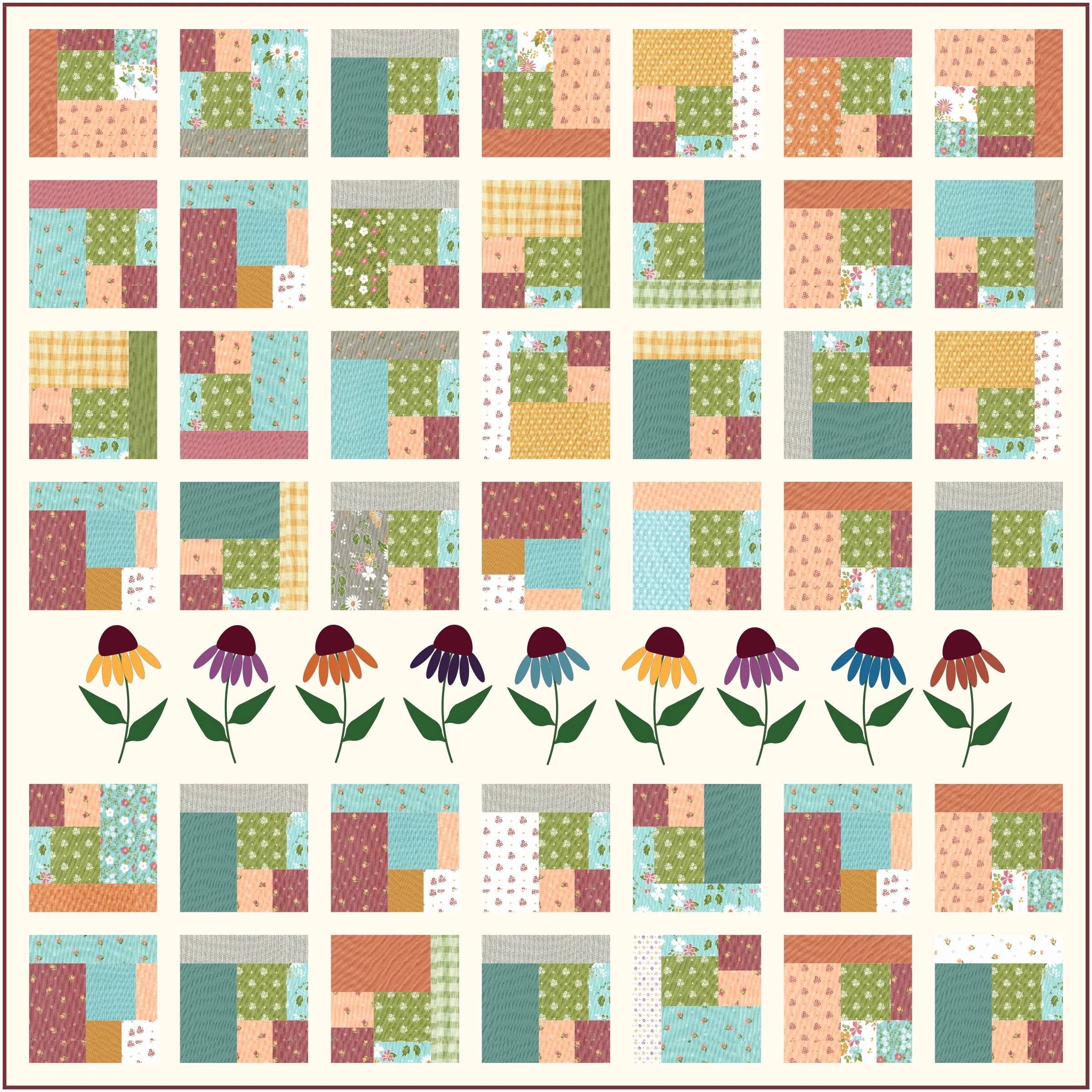 6 Coneflower Applique Patterns Image