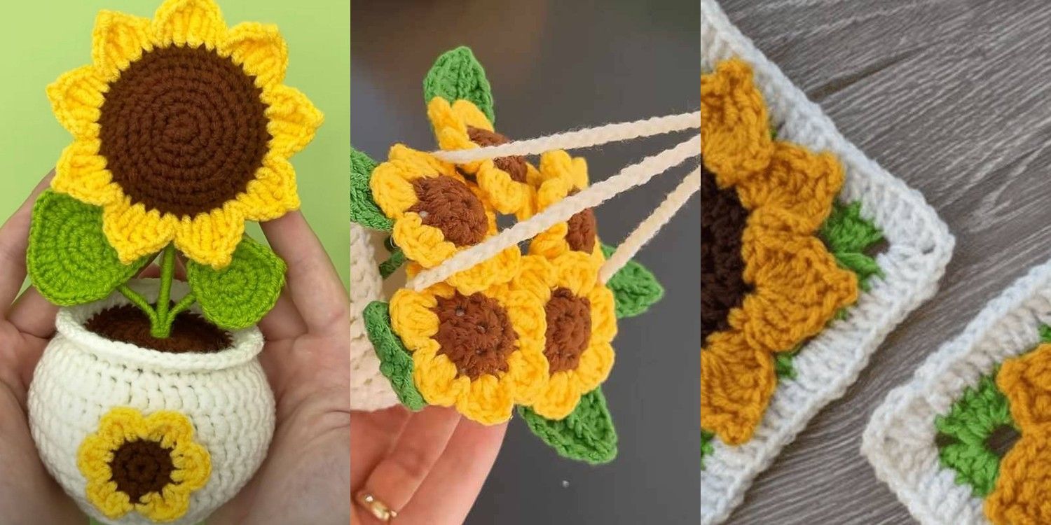 34 Crochet Sunflower in Pot Patterns