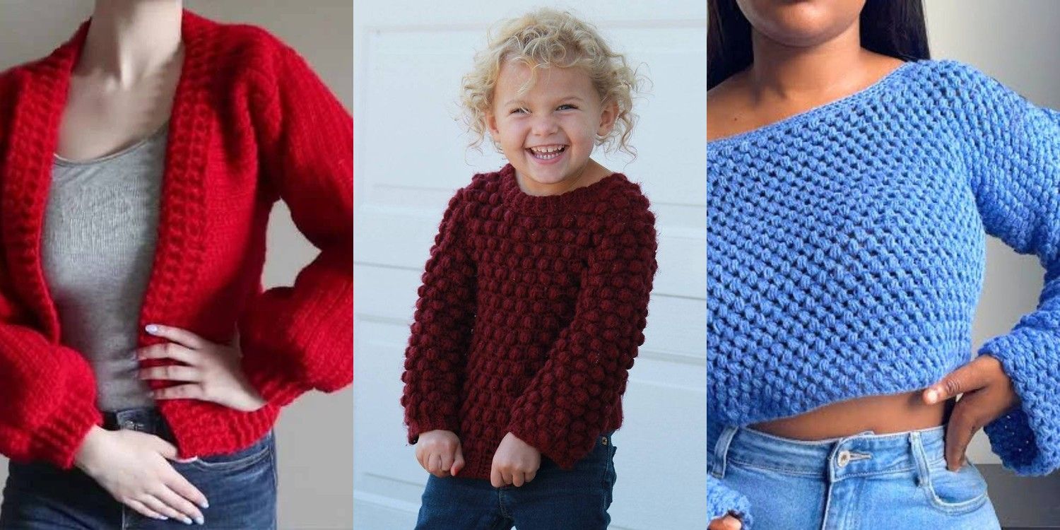 31 Puff Stitch Crochet Sweaters