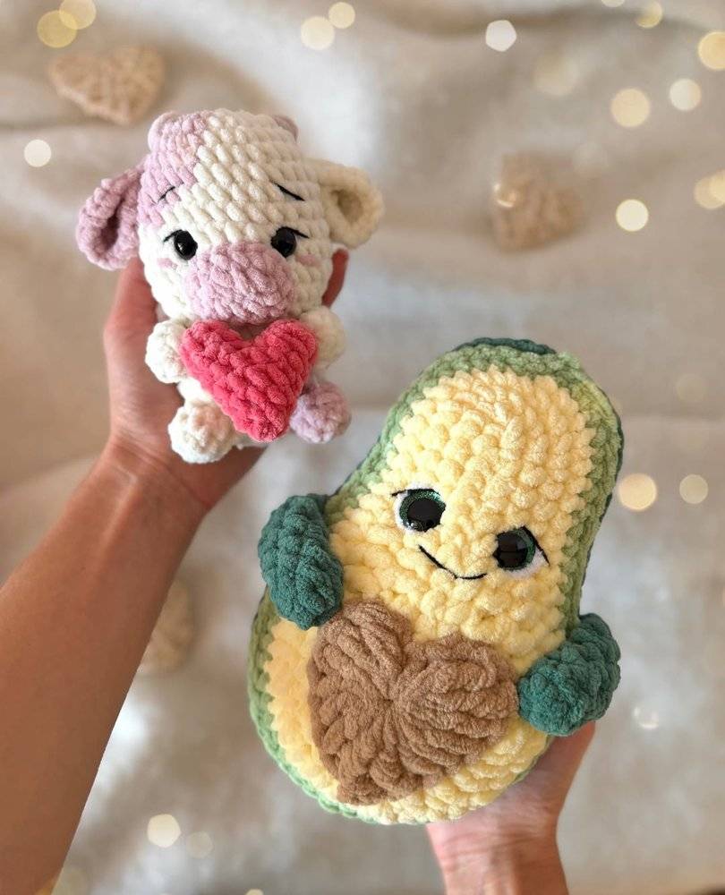 Adorable Amigurumi Cow and Avocado Crochet Plushies