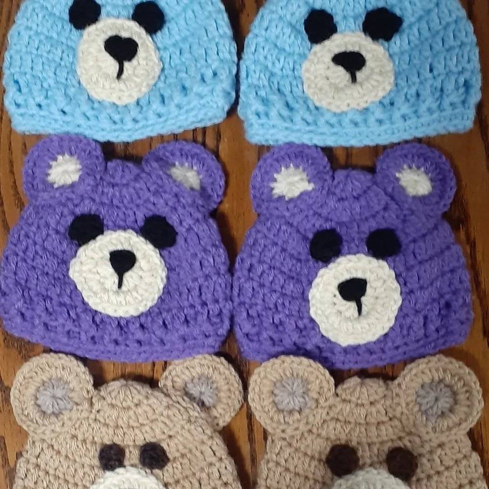 Adorable Crochet Bear Hats in Multiple Colors
