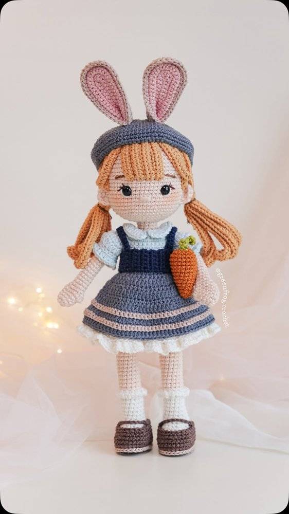 Adorable Crochet Bunny Doll with Carrot Accessory