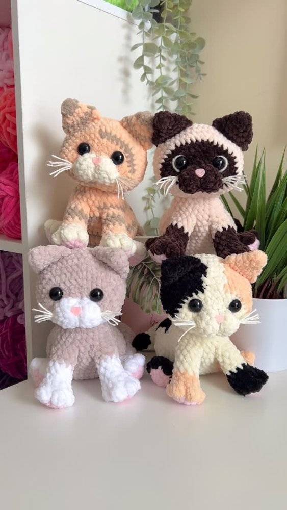Adorable Crochet Cat Plushie Family