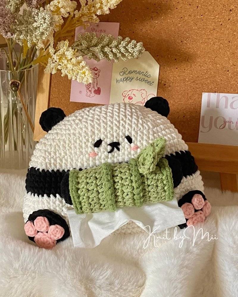 Adorable Crochet Panda Tissue Box Cover