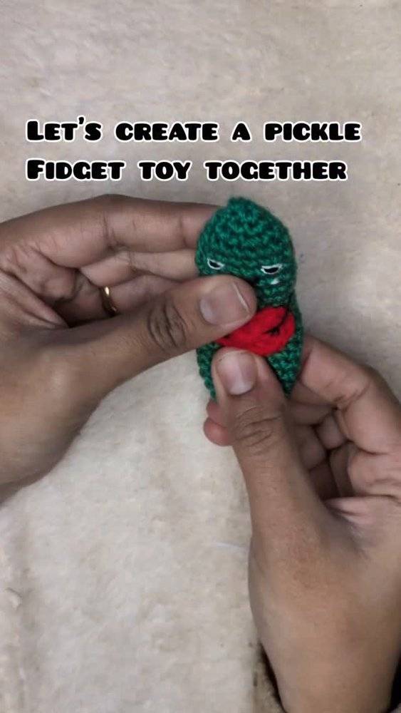 Adorable Crochet Pickle Fidget Toy
