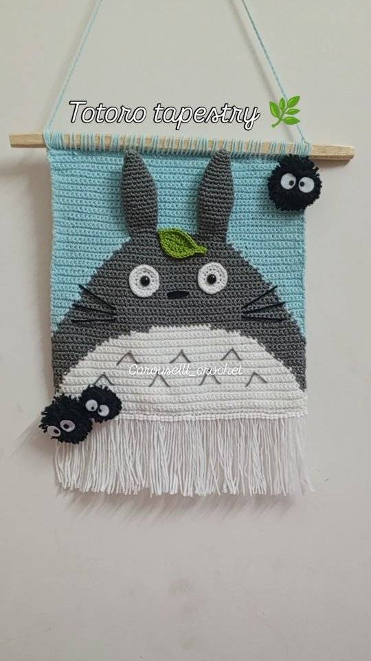 Adorable Crochet Totoro Wall Hanging