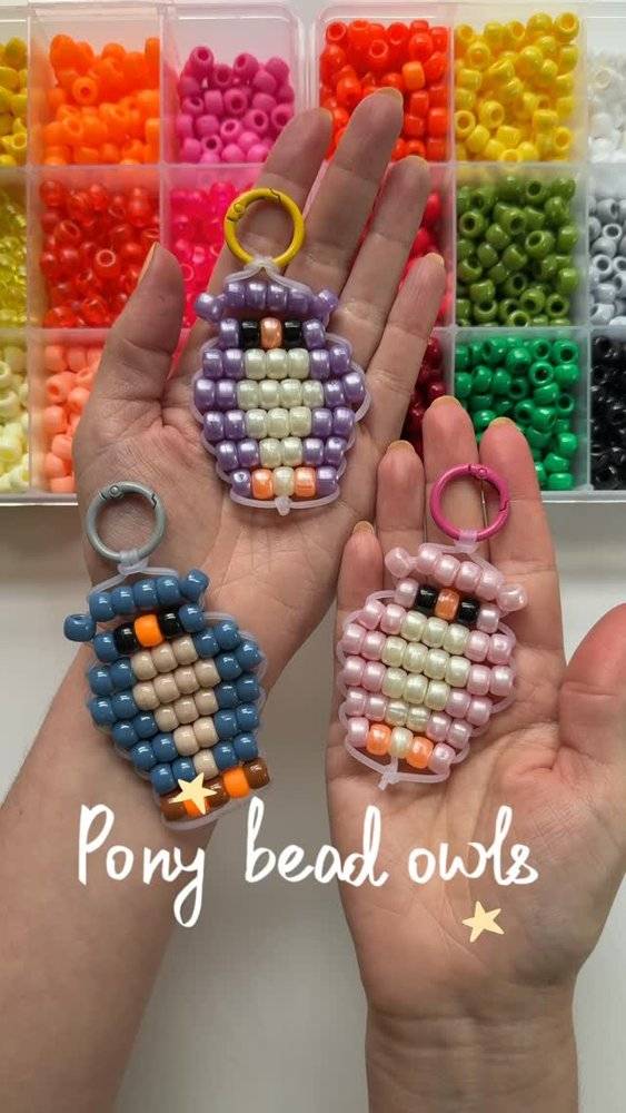 Adorable Pony Bead Owl Keychains