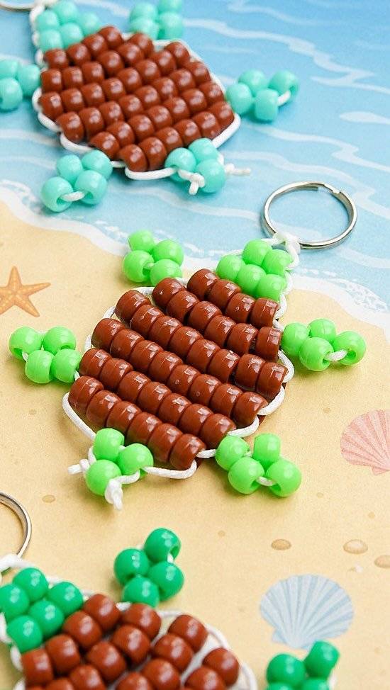 Adorable Pony Bead Turtle Keychain Craft