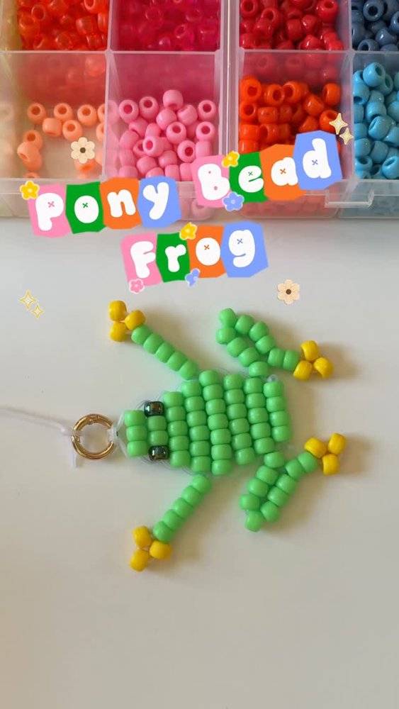 Adorably Whimsical Pony Bead Frog Keychain