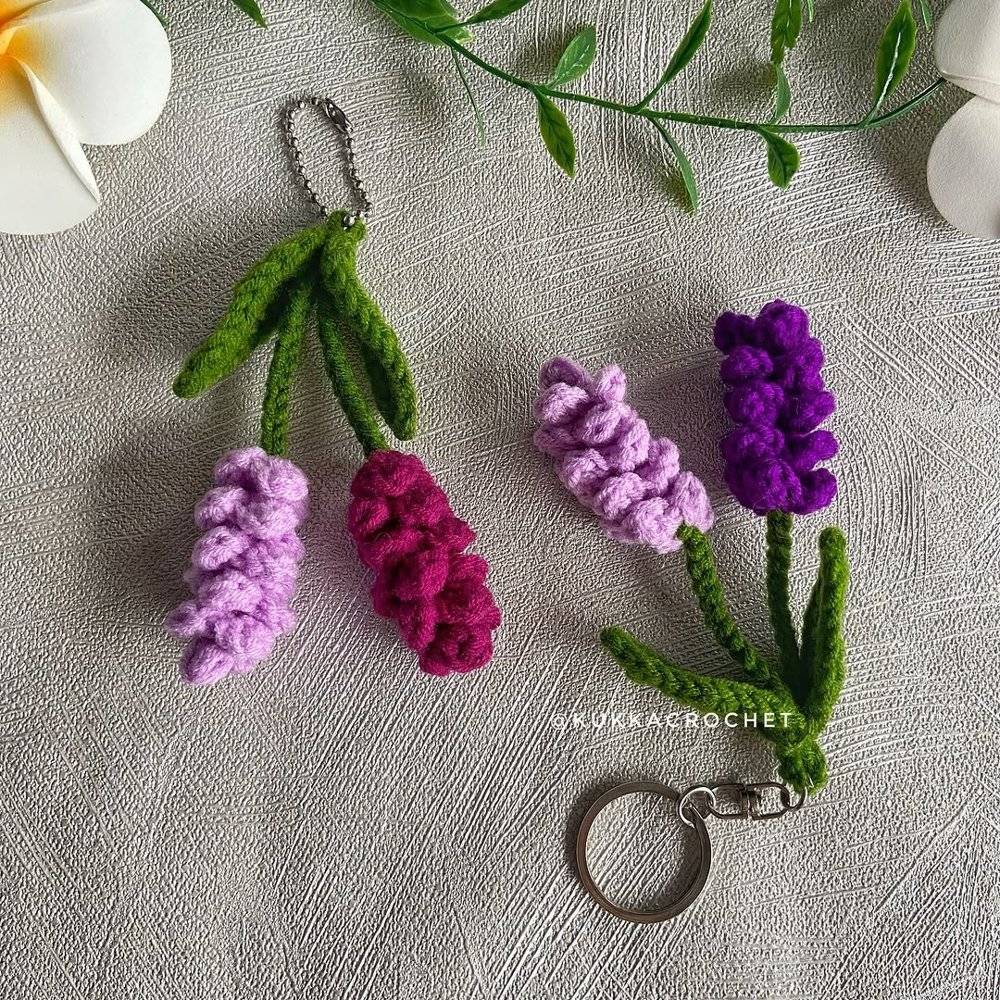 Amethyst Lavender Crochet Keychains