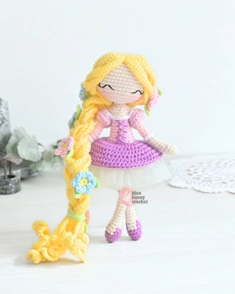 Amigurumi Ballerina Doll with Long Braided Hair