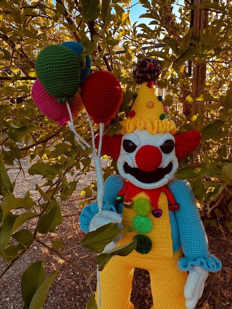 Amigurumi Clown with Balloons Crochet Doll