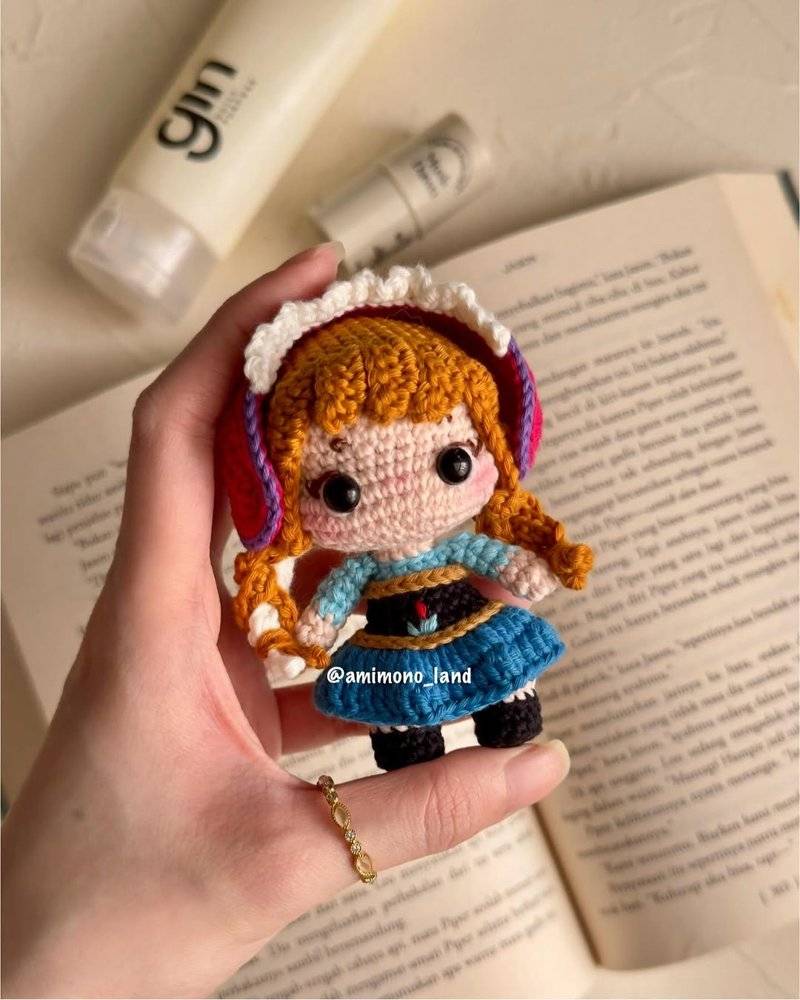 Amigurumi Crochet Anna Doll Keychain
