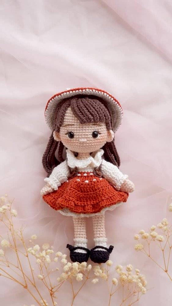 Amigurumi Doll with Sweet Orange Dress