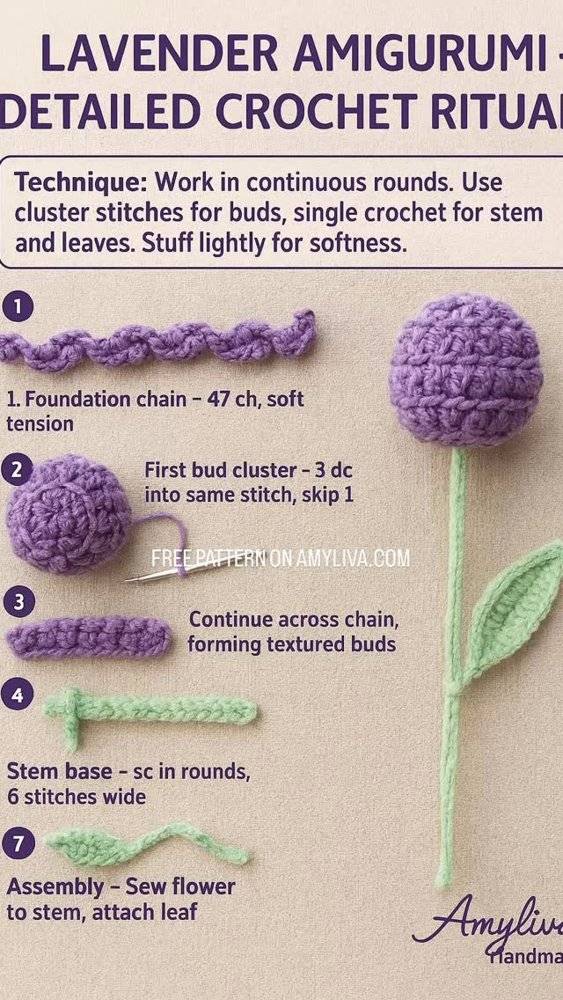 Amigurumi Lavender Flower Crochet Pattern