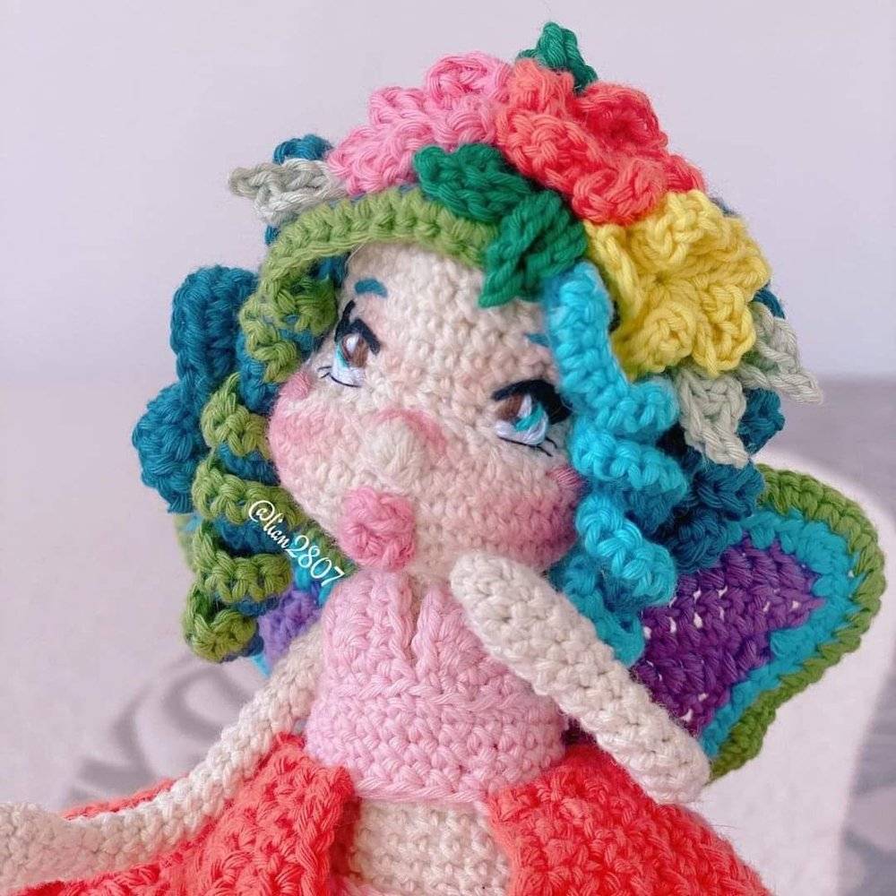 Amigurumi Lobelia Flower Fairy Doll Crochet Pattern