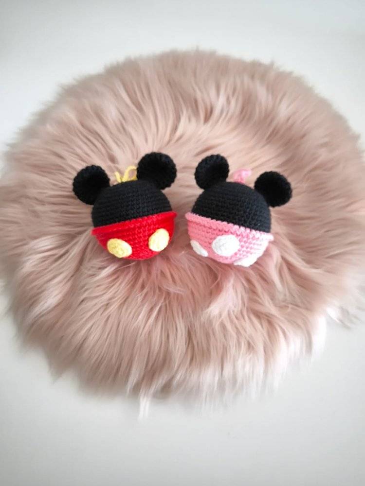 Amigurumi Mickey and Minnie Mouse Ears Crochet Ornaments