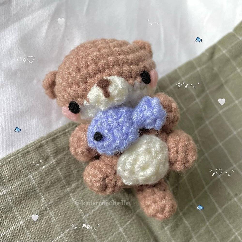 Amigurumi Otter Holding a Fish Crochet Pal