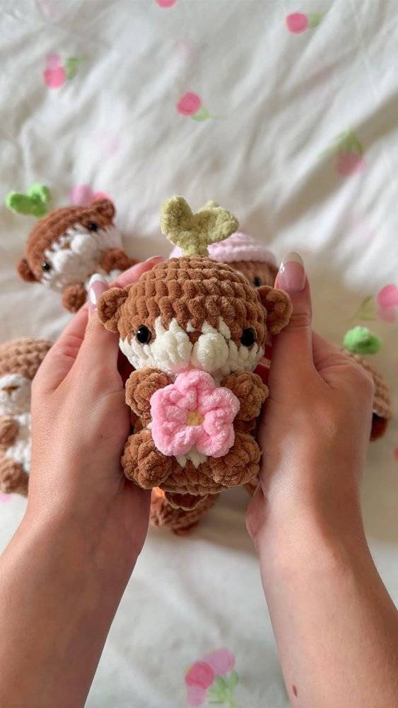Amigurumi Otter Plushie with Flower Accent