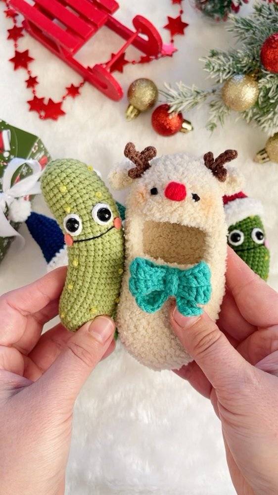 Amigurumi Pickle and Reindeer Crochet Toys