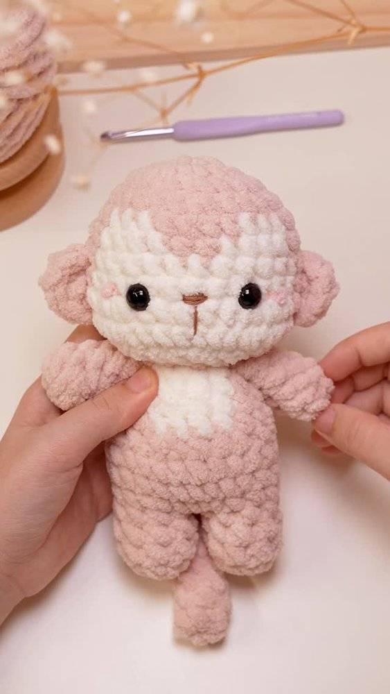 Amigurumi Pink Monkey Crochet Plushie