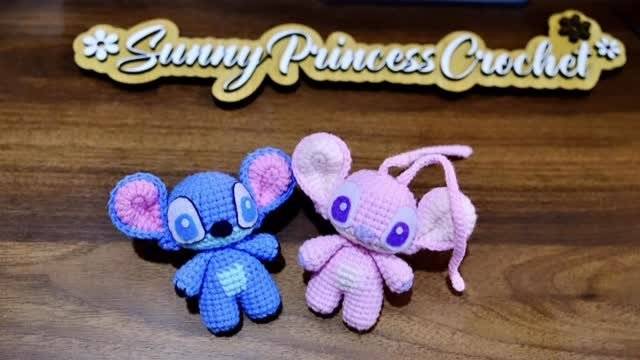 Amigurumi Stitch and Angel Crochet Keychains