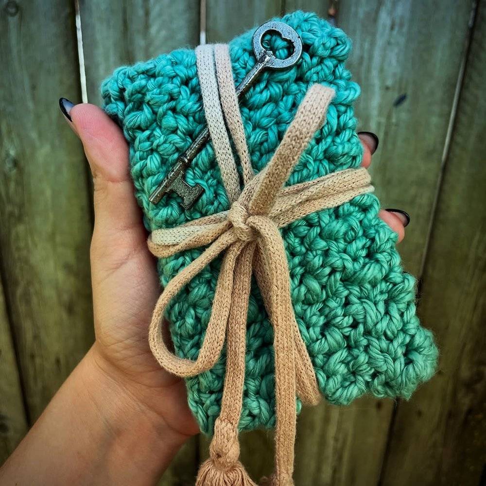 Bohemian Crochet Card Holder with Vintage Keys