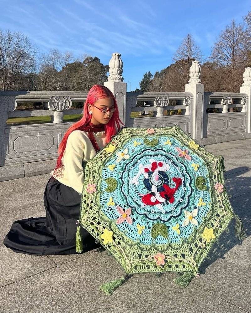Bohemian Crochet Koi Fish Umbrella Cover