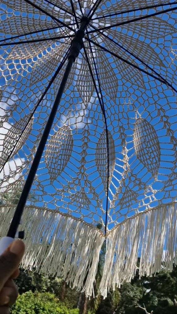 Bohemian Crochet Umbrella with Fringe