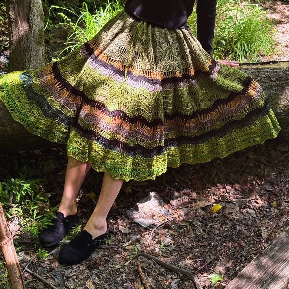 Bohemian Striped Crochet Maxi Skirt Project