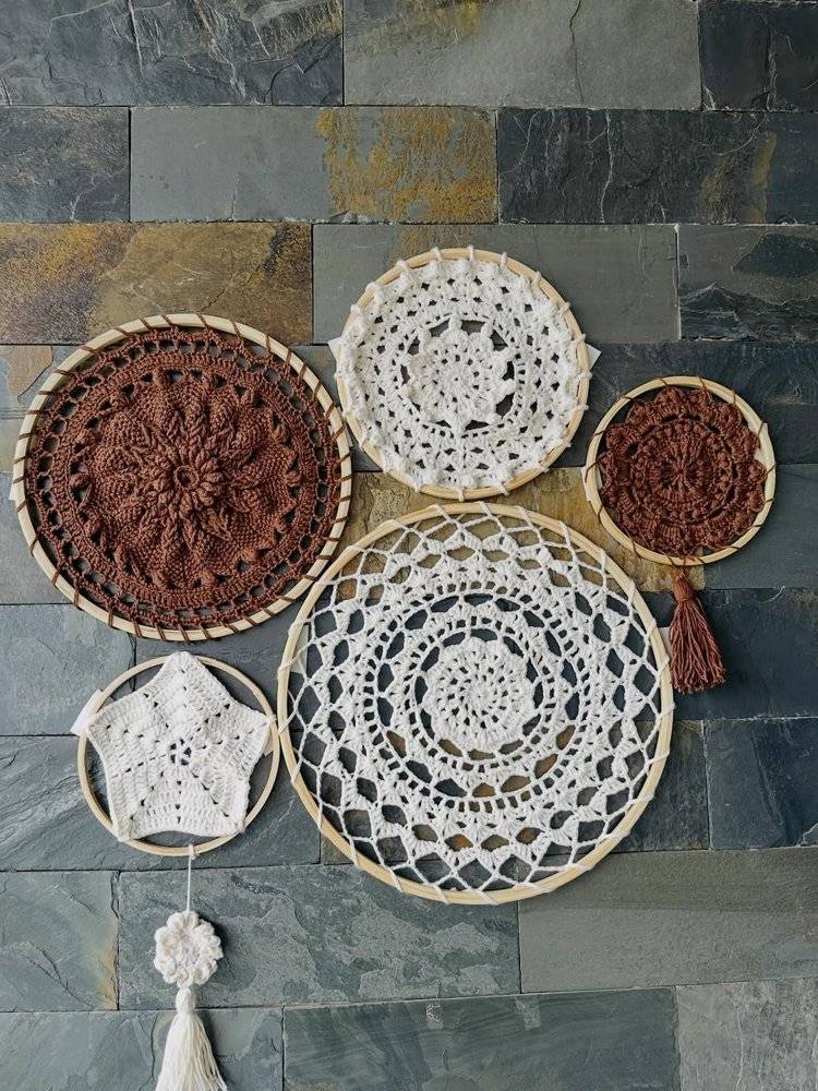 Boho Crochet Hoop Wall Decor Set
