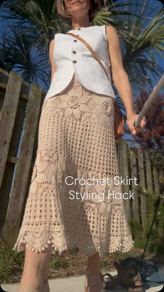 Boho Crochet Maxi Skirt with Floral Motifs