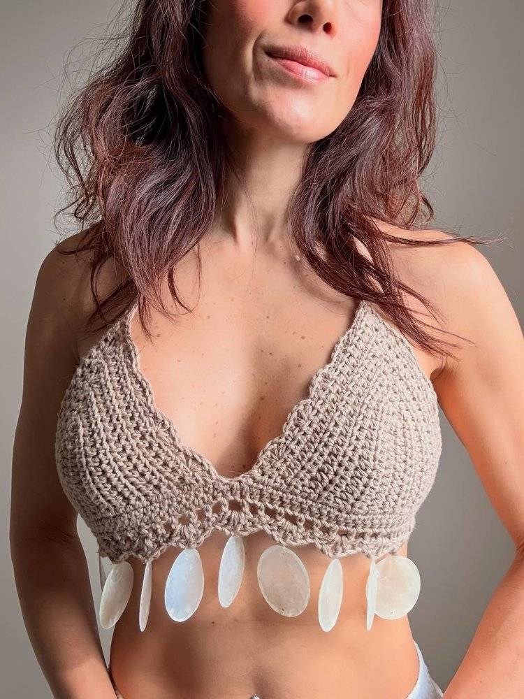 Boho Shell Crochet Bikini Top