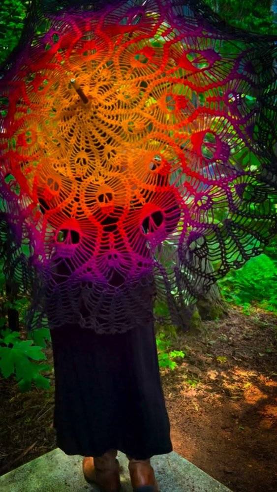 Boho Skull Lace Crochet Umbrella Pattern