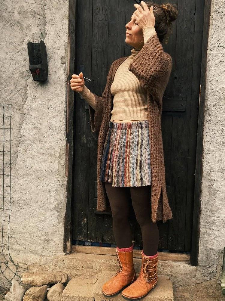 Boho Striped Crochet A-Line Skirt