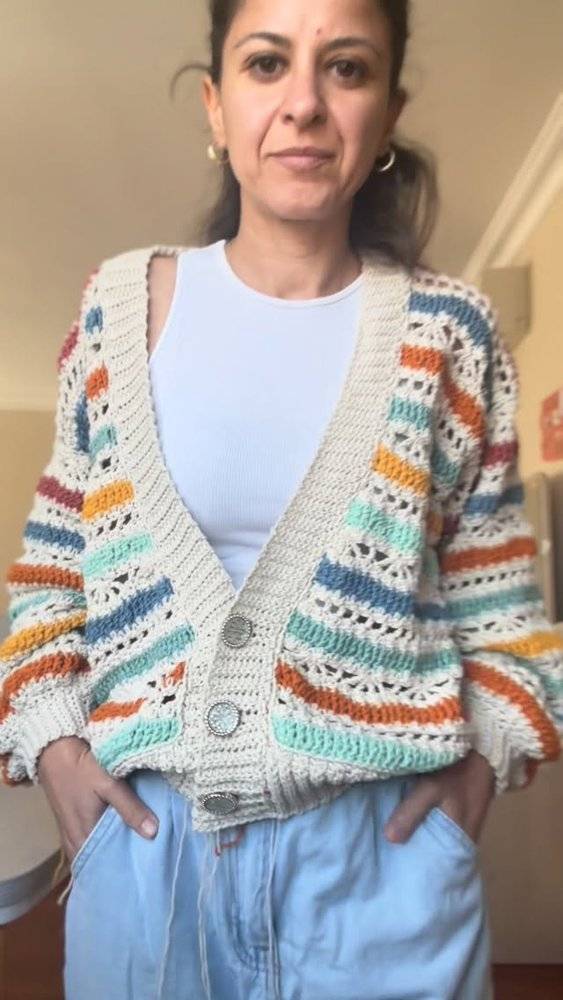 Boho Striped Crochet Cardigan Project