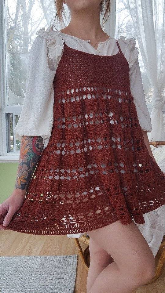 Boho Terracotta Crochet Dress