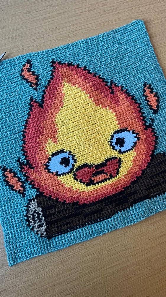 Calcifer Flame Crochet Wall Hanging