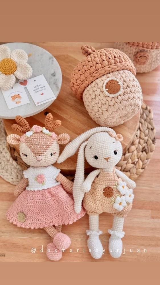 Charming Acorn Crochet Basket and Woodland Friends
