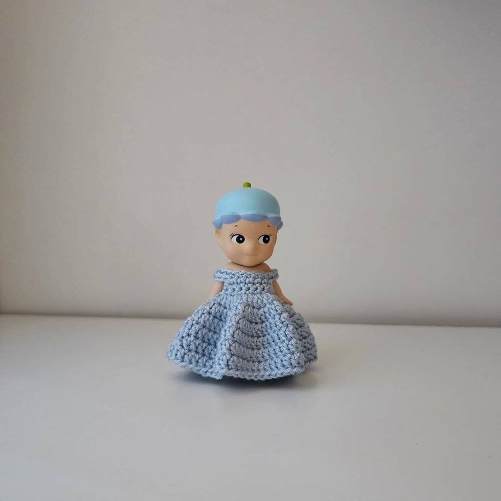 Charming Blue Crochet Doll Dress