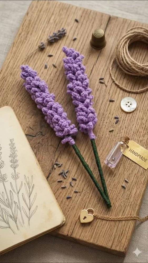 Charming Crochet Lavender Stems