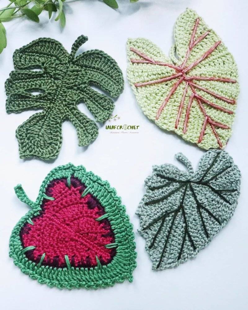 Charming Crochet Leaf Appliqués and Coasters
